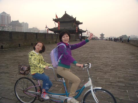Cycling on the Xi'an City Wall